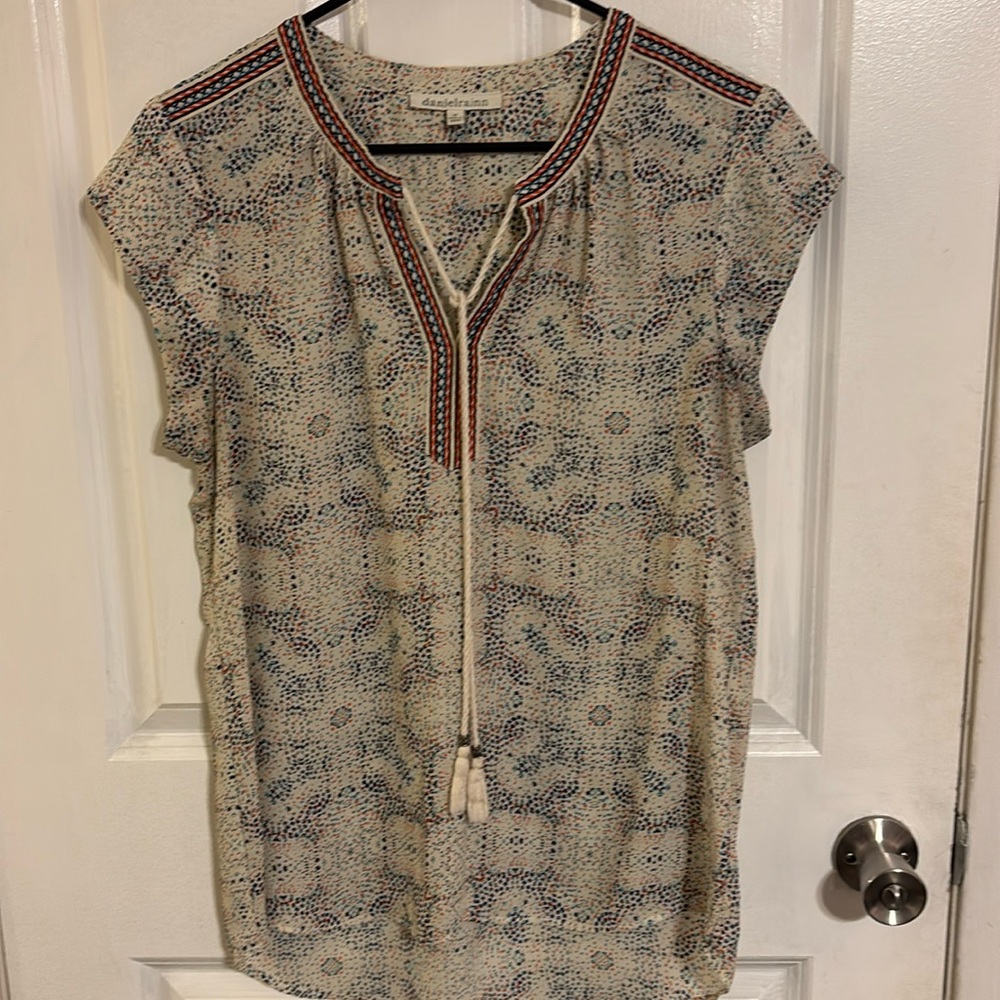 Daniel Rainn Top White Multicolor Boho Size Medium
